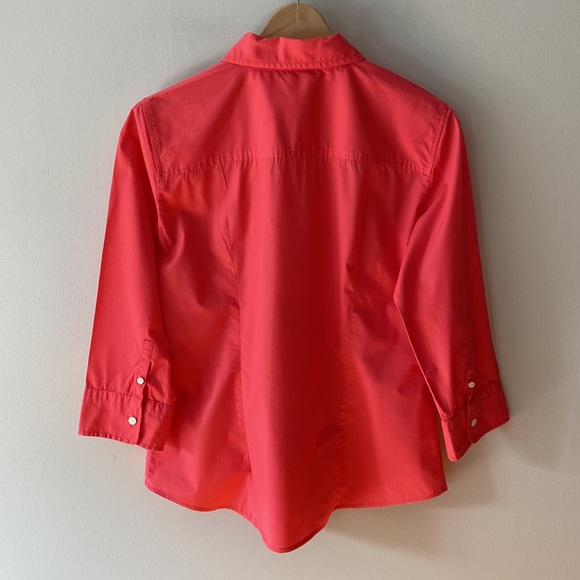 J Crew Haberdashery Stretch Cotton Shirt Vibrant Coral Size Large EUC - Picture 3 of 12